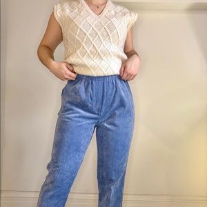 Periwinkle corduroy pants with elastic waist